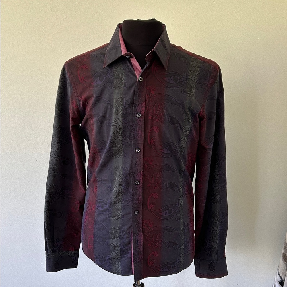 Elegant Black and Red Paisley Men's Shirt